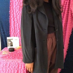 Vintage Black DVF Silk Assets Long Blazer jacket